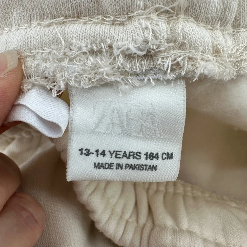 Zara Kids Girls Cream Beige Fleece Sweatshirt and Joggers Tracksuit Set 13-14Y